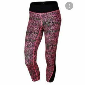 Nike Dri-Fit Womens Pants Pink S Capri Animal Print Leggings